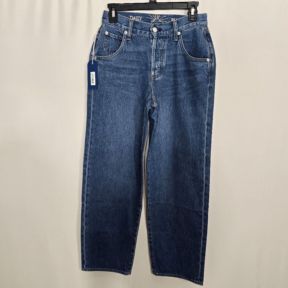 Daily Blue Erie Blue Mantra Button Fly High Rise Wide Barrel Leg Jeans 25